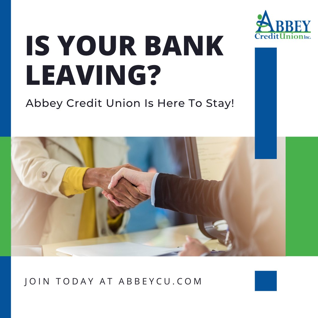 AbbeyCU's tweet photo. Rumor has it your bank is leaving. Let us show you how a Credit Union can treat you right!
Join Abbey Credit Union Today!
https://t.co/6zTLikL60D https://t.co/9LFiR7sgYL
