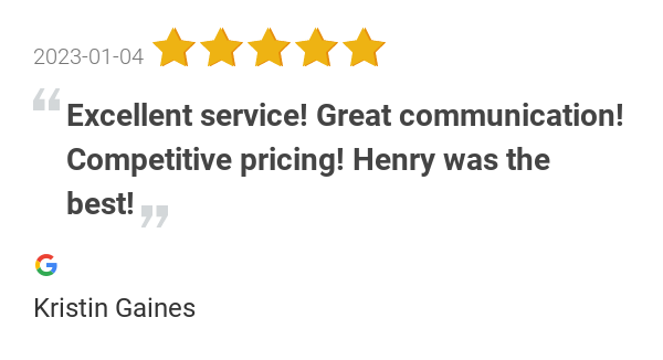 executivecarlax's tweet photo. New 5.0-star Review: "Excellent service! Great communication! Competitive pricing! Henry was the best!" https://t.co/4oQKciXlCo