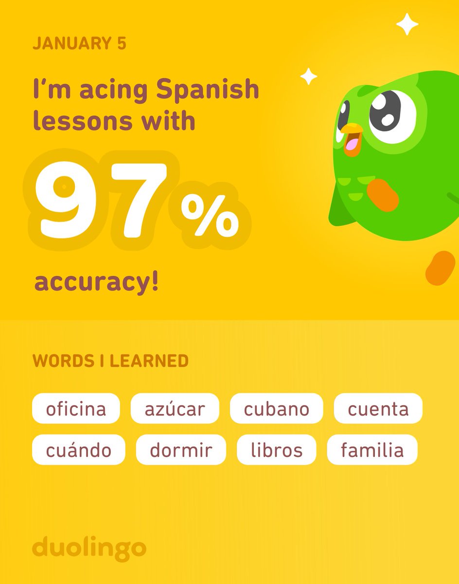 LadyLeaMarie's tweet photo. I’m learning Spanish on Duolingo! It’s free, fun, and effective. https://t.co/V92PwrioBF