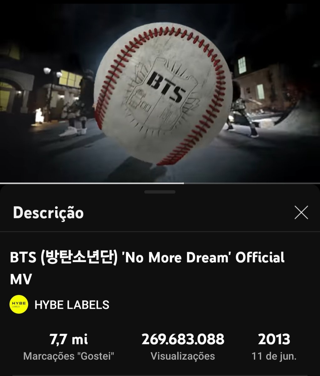 Antes de continuar, trago um dado. Vi um tweet meu de novembro de 2021 e nessa data o MV tinha 226M de views, hoje, 14 meses depois, tem 269M. Ou seja, um crescimento de ≈ 43M views, o que é pouco considerando o nosso potencial. +

05/11/2021           ||        05/01/2023