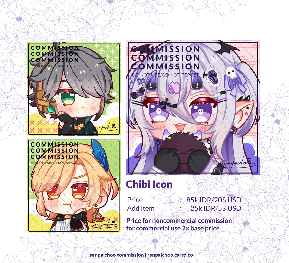 [ Rt's 💖]

Hello! (๑˃̵ ᴗ ˂̵)/ 
January commissions is open now!
im open for 6 slots✨

🌸Feel free to dm me for more detail
🌸more sample : #rencommission 
🌸ToS link below

Thank you! (*・ω・*)b
#Commission #commissionsopen 