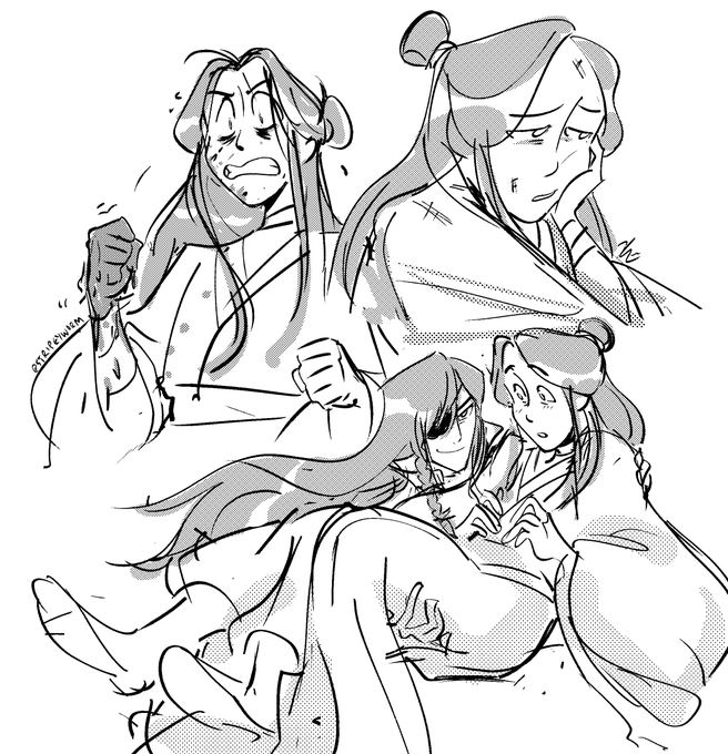 some more xie lian sketches from when i finished the first two books because i like him (surprise!) 
#tgcf 
