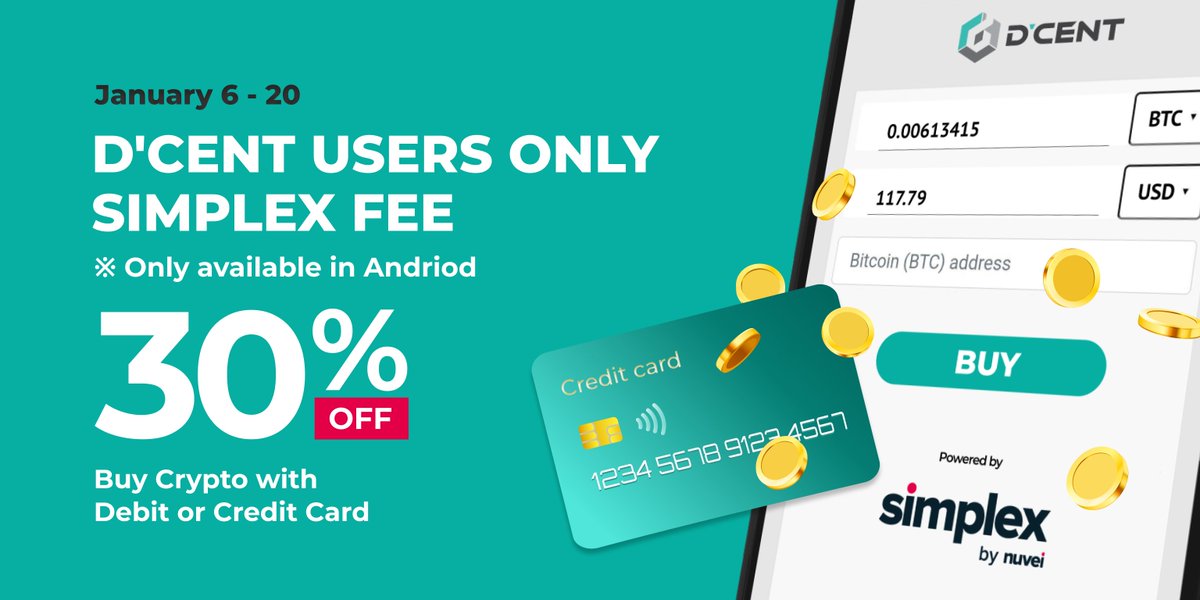 DCENTWALLETS's tweet image. DISCOUNT⚡⚡ALERT
DISCOUNT⚡⚡ALERT
DISCOUNT⚡⚡ALERT
Get 30% off on transaction fees when purchasing #crypto thru #Simplex on the #DCENT app!
(only available for #Android )

⌛~Jan 20th 23:59:59 GMT

👇Join Now👇
qrlink.dcentwallet.com/qrview?link=ht…
