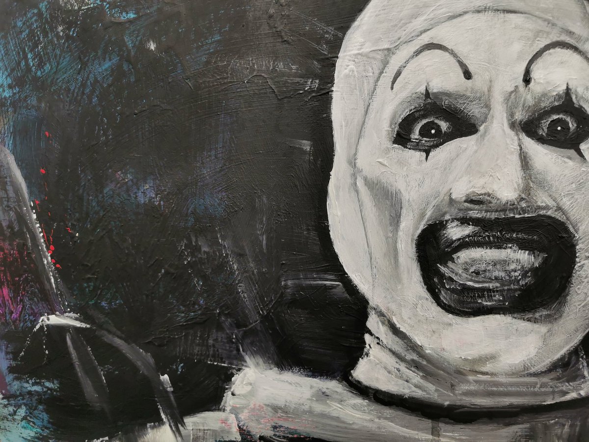 ntategallery's tweet photo. @TerrifierFilm Original acrylic painting.
A #workinprogress of Art the Clown. Looking forward to Terrifier 3 😎👍
#arttheclown #terrifier #terrifier2 #terrifier3 #davidhowardthornton #horrorArt #damienleone #horror #terrifierart
#terrifierfan #originalartwork https://t.co/JYQH7NLiU6