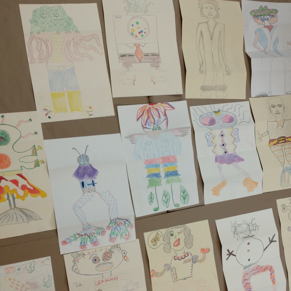 creativityxplrd's tweet photo. We had a great time making art this week with a wonderful group of teachers from @creativeartscharter 🧑🏫 CE teaching artists led the group in the #Surrealist party game Exquisite Corpse, alongside CE artists #JosephOmolayole #GeraldWiggins and #BuurinYuZhen 🌟 https://t.co/QCgAGH6Xcv