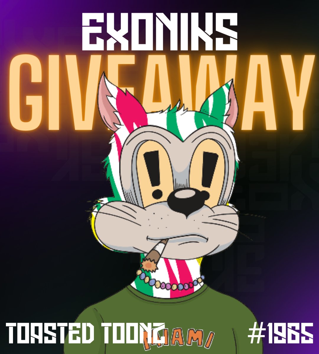 🎉 NFT GIVEAWAY 🎉

Prize:
🏆 <a href="/toasted_toonz/">Toasted</a> #1965 

Requirements:
1⃣ Follow <a href="/EXONIKS_NFTs/">EXONIKS</a> + <a href="/ecdjevasco/">EDzkie.eth</a>
2⃣ Like + RT
3⃣ Tag 3
4⃣ Put EXONIKS PFP 

📢 Winners in 3 days 

#NFT #NFTCommunity #NFTGiveaways #NFTGiveaway #EthereumNFTs #ETH #NFTshill #EthGiveaway #NFTProjects