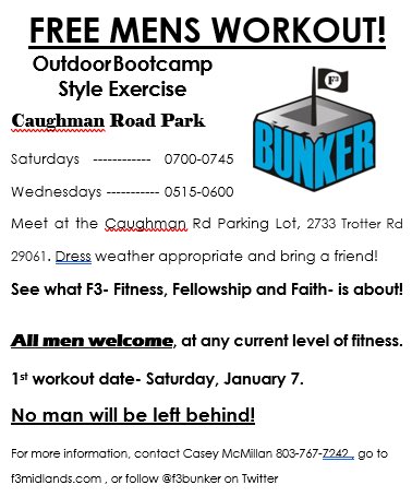 To all men reading this! You want to join an awesome community of good men? Fitness, fellowship, and Faith! It’s all Free! Join me on Saturday morning! See what <a href="/F3Columbia/">F3 Columbia</a> is all about! #ISI #GettingBackInTheFold <a href="/caseymcmillanmd/">Casey M...F3 Jar Jar</a>