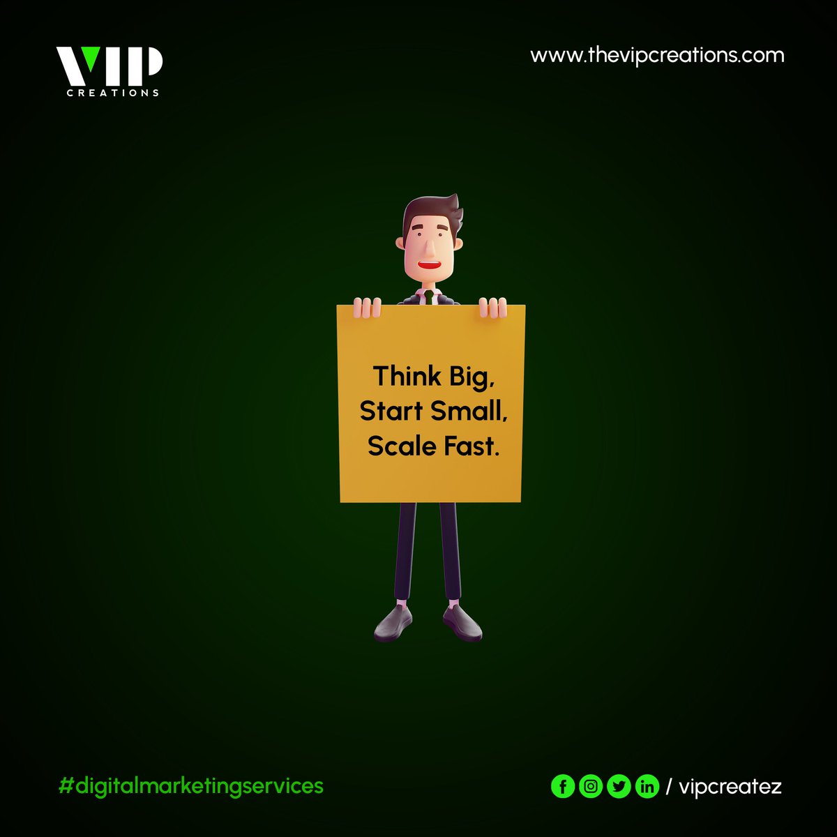 We’ll be there to support you every step of the way, so don’t be afraid to #startsmall and #scalefast with us!⁣

#vipcreations is a place where you can start small, but dream big.