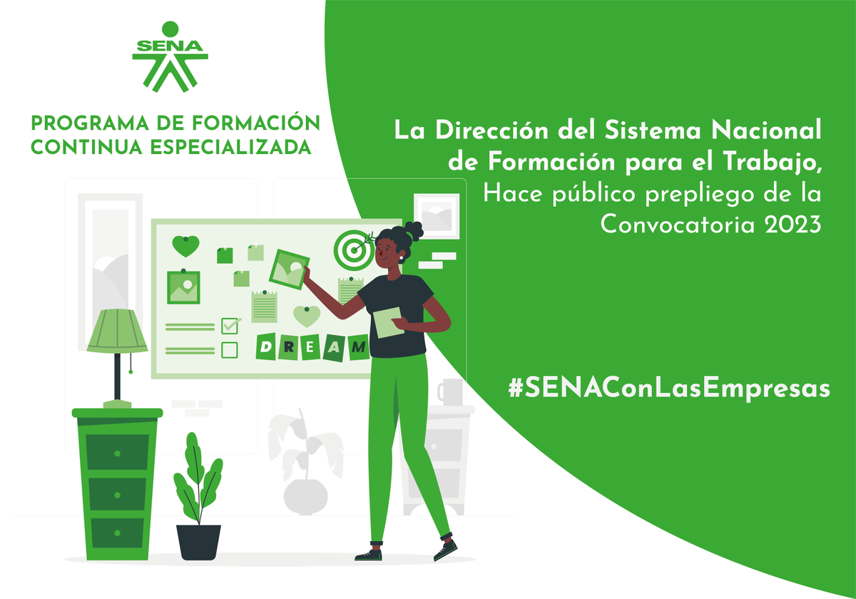 LuisA_JimenezC's tweet photo. 📣 ¡Atención empresarios! ¿Desean hacer parte del programa de Formación Continua Especializada 2023? Desde @SENAComunica Hacemos público pre-pliego de la convocatoria. 🧑🏼‍🌾👩🏻‍🔧🧑‍🔬 #SENAConLasEmpresas 
Mayor información: 👇
https://t.co/TOAVftFcP9 https://t.co/OFtbByz1N8