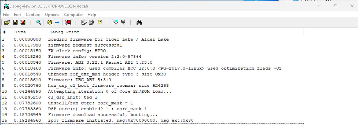 Successfully booted Sound firmware on Intel Tiger Lake :D