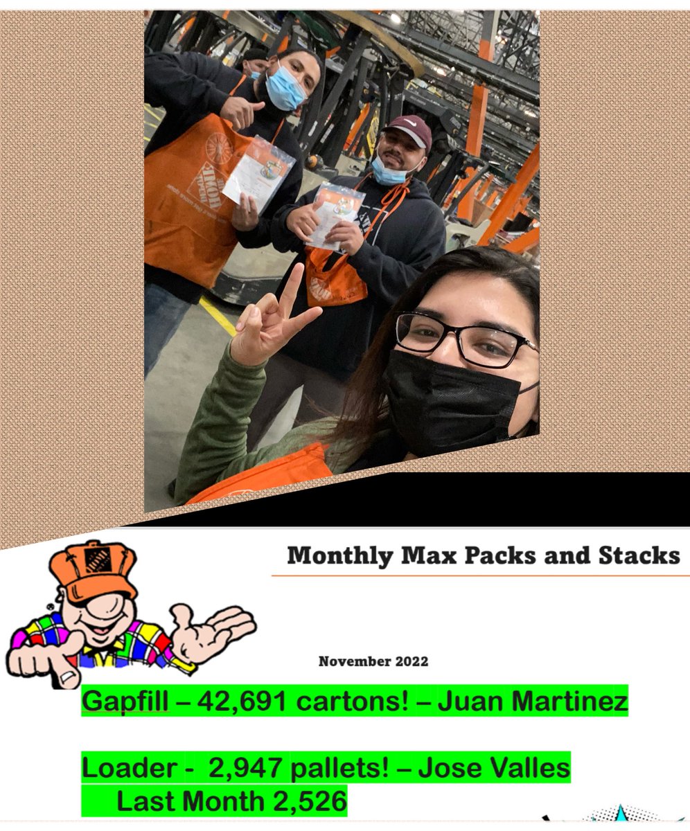 Kesley Quintana (@kesley_q_thd) on Twitter photo Shout out to our top loaders for the month of December!!! Thank you Jose Valles for loading 2,947 pallets and Juan Martinez for loading 42,691 cartons!!! Way to deliver the orange promise! 🏆🥇 <a href="/RosaRuiz_HD5645/">Rosa Ruiz</a> <a href="/JOJOHunter5087/">Jonise Hunter</a> <a href="/JavierTHD5087/">Javier Sanchez</a> <a href="/denisespiveythd/">Denise Spivey</a> Shout out to our top loaders for the month of December!!! Thank you Jose Valles for loading 2,947 pallets and Juan Martinez for loading 42,691 cartons!!! Way to deliver the orange promise! 🏆🥇 <a href="/RosaRuiz_HD5645/">Rosa Ruiz</a> <a href="/JOJOHunter5087/">Jonise Hunter</a> <a href="/JavierTHD5087/">Javier Sanchez</a> <a href="/denisespiveythd/">Denise Spivey</a>