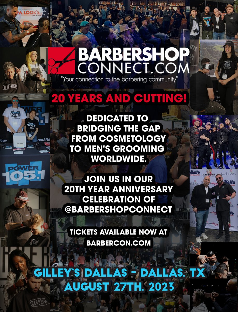 Barbershopconnect 20th Anniversary August 27th in Dallas, TX Tickets on Sale at Barbercon.com