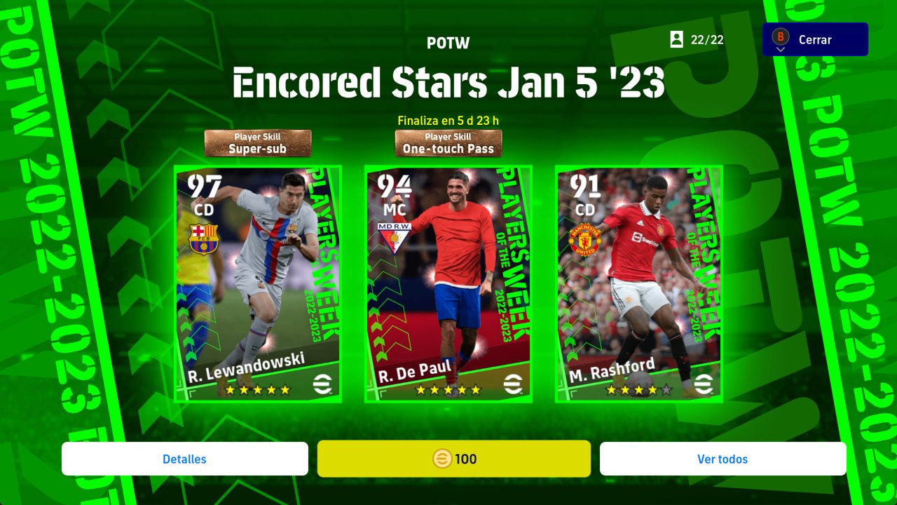 eFootball 2023 Nuevas Cartas Disponibles Encored Stars Enero 5´23 - POTW  ¿Valen la Pena? - eFootball News