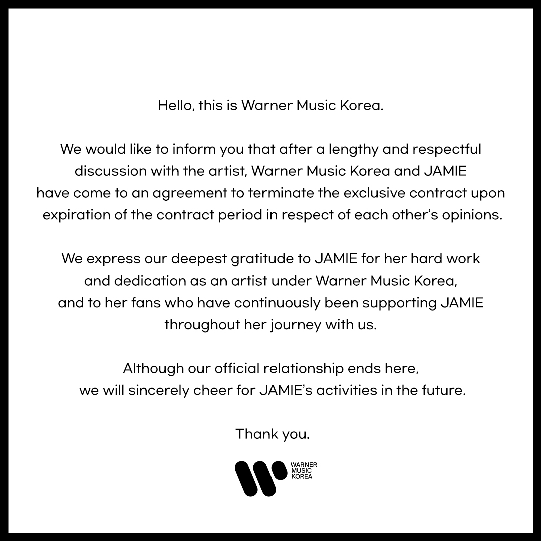[Announcement] 
Hello, this is Warner Music Korea.