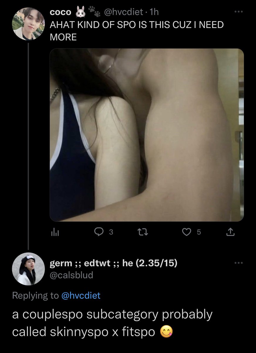 berrybmi's tweet photo. "thinspo subtype fitspo side subtype skinnyspo also displaying symptoms of couplespo and romancespo sub-subtype malespo femalespo armspo musclespo collarbonespo necklacespo" https://t.co/wmOUUrZPbK