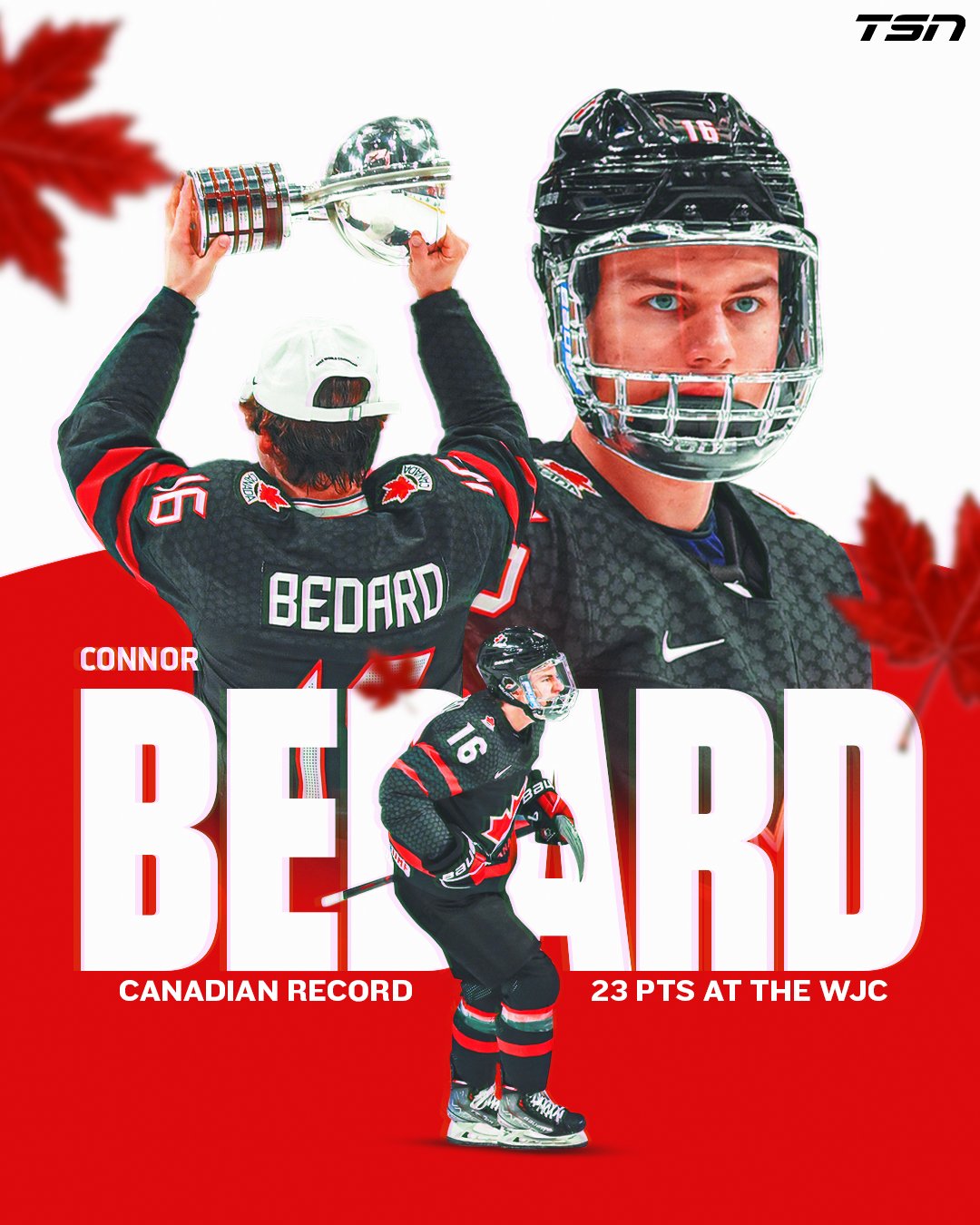 TSN on X: CONNOR BEDARD HAS BROKEN THE RECORD FOR MOST POINTS BY A CANADIAN  IN THEIR WORLD JUNIOR CAREER 🇨🇦🏆  / X