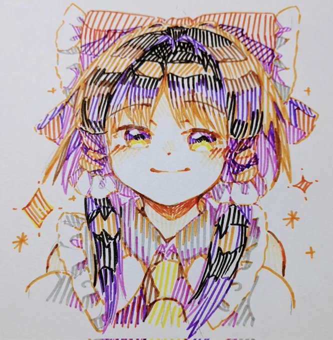 #1月6日は霊夢の日絵を用意できなかったので色々な画材で描いた霊夢さんを再載します…。 