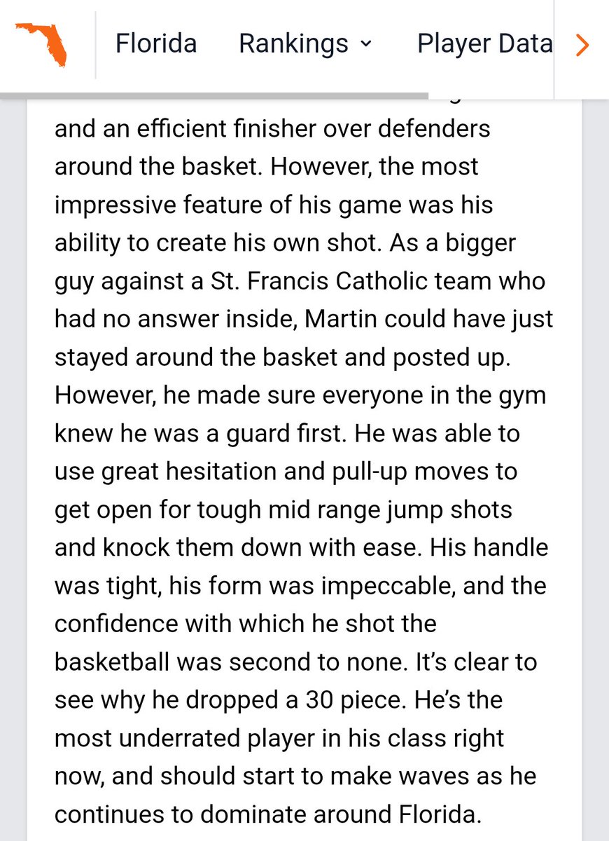 Nice write-up from @prephoopsfl on @KJMartinJr at @floridagetdown Keep working son!! Control what you can control and everything will fall in place. Great summer, great job at @FCPPangos, good first half of season. 2nd half starts now. It's a marathon!