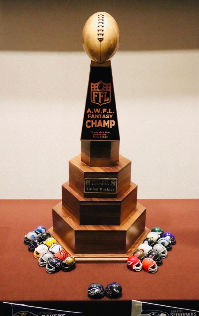 TheHman16's tweet photo. @ItsJustFantasy_ 14 man PPR. Draft at a different venue every year. Very proud to call myself commissioner. We have a great group of guys https://t.co/wKajoBpjI6