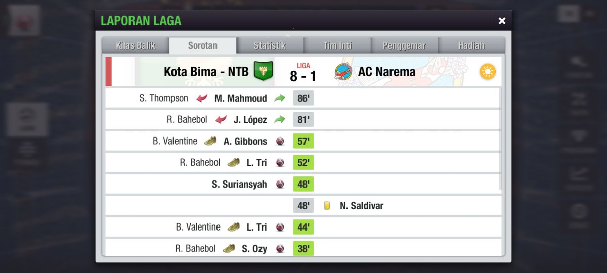 Persekotabima's tweet image. Hasil Liga @topeleven Pekan Ke 4. 
Hasil yang luar Biasa. 😇 #Beruntung