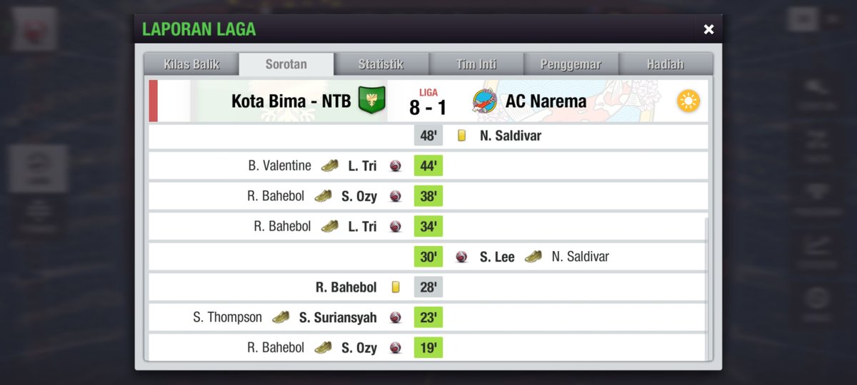 Persekotabima's tweet image. Hasil Liga @topeleven Pekan Ke 4. 
Hasil yang luar Biasa. 😇 #Beruntung