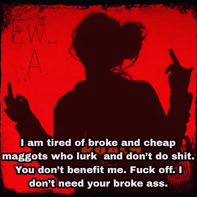 Note to all submissives:  I am tired of broke and cheap maggots who lurk&nbsp; and don&rsquo;t do shit. You don&rsquo;t<a href="/tag/femdom"class="tags"><span>#femdom</span></a><a href="/tag/femdomme"class="tags"><span>#femdomme</span></a><a href="/tag/ebonyfemdom"class="tags"><span>#ebonyfemdom</span></a><a href="/tag/blacknewworldorder"class="tags"><span>#blacknewworldorder</span></a>