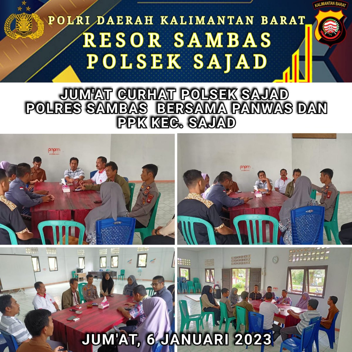 PDinand's tweet photo. Polsek Sajad Lakukan koordinasi bersama Panwas dan PPk kec.Sajad dalam rangka sukseskan pemilu 2024 aman dan kondusif https://t.co/OAisvocuQX