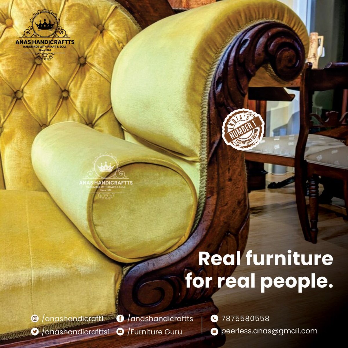 देसी फ़र्निचर for the real Indian 🇮🇳 लोगों के लिए💐🤝😊
Real people love Real things and what’s better when you’ll get Real Furniture made of Pure, Original wood!

#furniturebusiness #sofastyle #sofaset #sofasale #woodencraftshapes #livingroomstyles #furnituredecor #homedecor