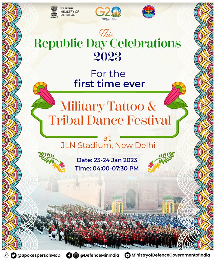 Republic Day 2023: Military Tattoo and Tribal Dance Festival to Be Held As  Part of Celebrations on January 23, 24 | 📰 LatestLY