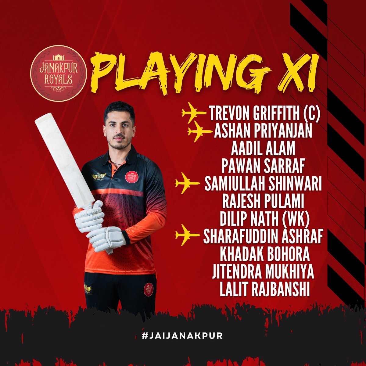 🔴⚫️ Lumbini All Stars won the toss and elected to field.
Live on: Action Sports 
Streaming: Ssixer App
Ticketing partner: Prabhupay

#JanakpurRoyals #JaiJanakpur #NepalT20 #nepalt20league