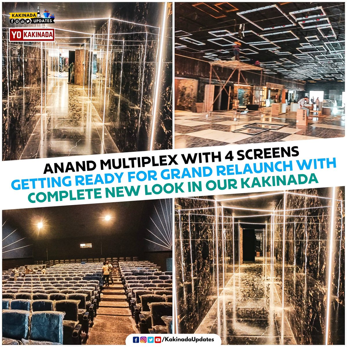 KakinadaRamu's tweet photo. Anand Multiplex with 4 screens in Kakinada is getting ready for its grand relaunch on January 12th 😍

#AnandComplex #AnandMultiplex #Kakinada #KakinadaCity https://t.co/AcwvXvYZ3i