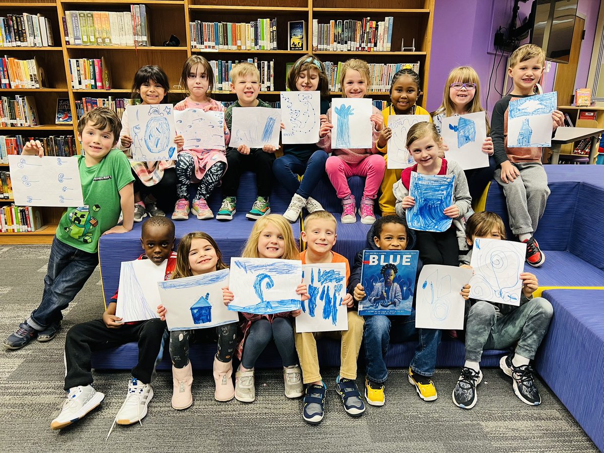 Mill Creek Library (@mclibrarysmsd) on Twitter photo How cute is this kindergarten class!?!? We read the book ‘Blue’ today and learned the history of the color! Then they drew what the color blue made them think of! <a href="/mc_lewis2/">Nolan Lewis</a> #readacrosssmsd How cute is this kindergarten class!?!? We read the book ‘Blue’ today and learned the history of the color! Then they drew what the color blue made them think of! <a href="/mc_lewis2/">Nolan Lewis</a> #readacrosssmsd