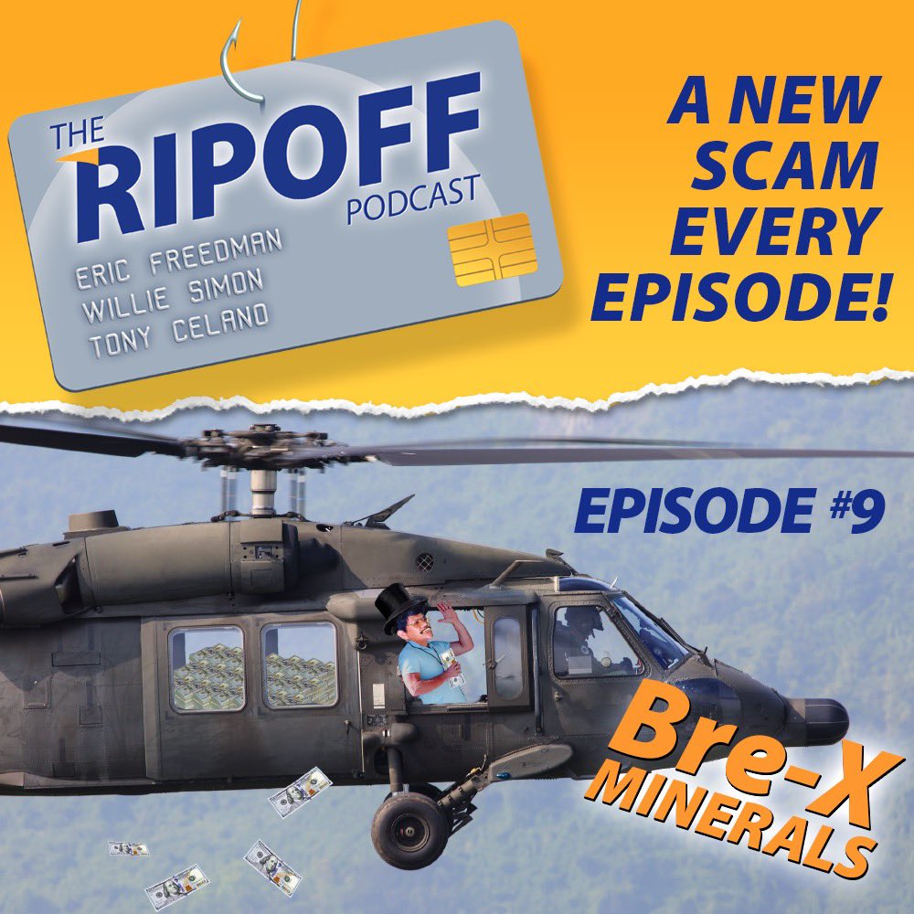 New #episode of The Ripoff is out!! This one is about Bre-X Minerals, a dangerous mining expedition, a helicopter escape, and DEATH! Someone should make a movie called Gold starring Matthew McConaughey about it. #LinkInBio 

#podcast #scam #theripoff #comedy #funny #educational