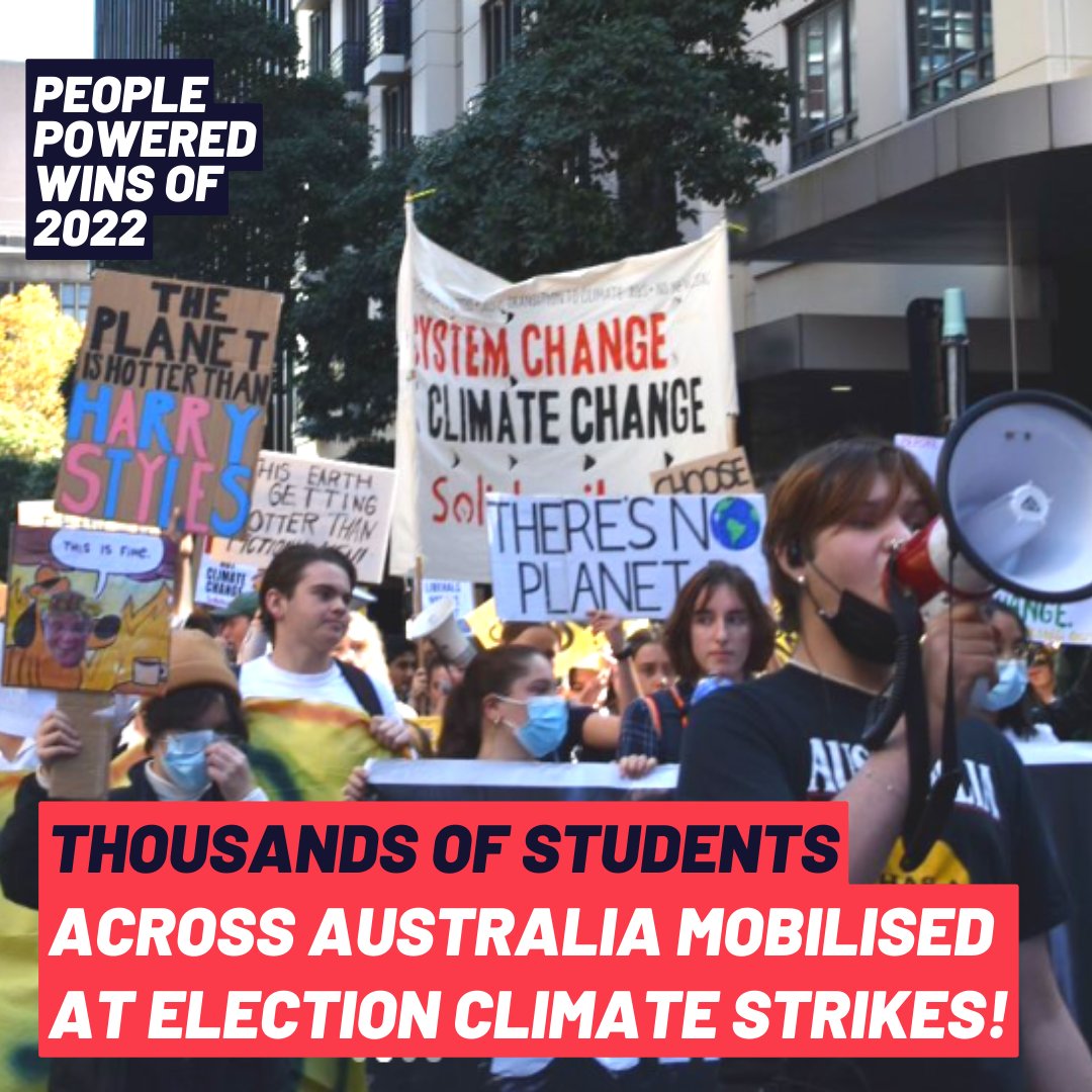 MoveBeyondCoal's tweet photo. PEOPLE POWERED WINS OF 2022 π β Thousands of students across Australia came together in May for an 'election strike' ahead of the federal election to urge politicians to #FundSolutionsNotPollution and demand climatejustice !#schoolstrikeforclimate #climatejustice #MoveBeyondCoal https://t.co/qSVGLtLbtF