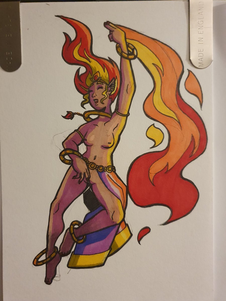 FoxlitNights's tweet photo. It's Thursday and I finished art work a while ago, and I really took a fancy to illustrating some smut - but doing it entirely in physical media! I think this turned out well!

Flame priestess channelling her inner fire - reverse process.

#smut #nsfw #eroart #nsfwart https://t.co/UcICuD49kg