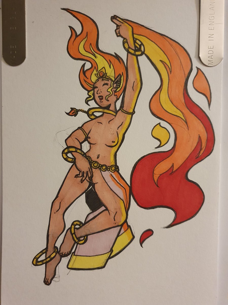 FoxlitNights's tweet photo. It's Thursday and I finished art work a while ago, and I really took a fancy to illustrating some smut - but doing it entirely in physical media! I think this turned out well!

Flame priestess channelling her inner fire - reverse process.

#smut #nsfw #eroart #nsfwart https://t.co/UcICuD49kg