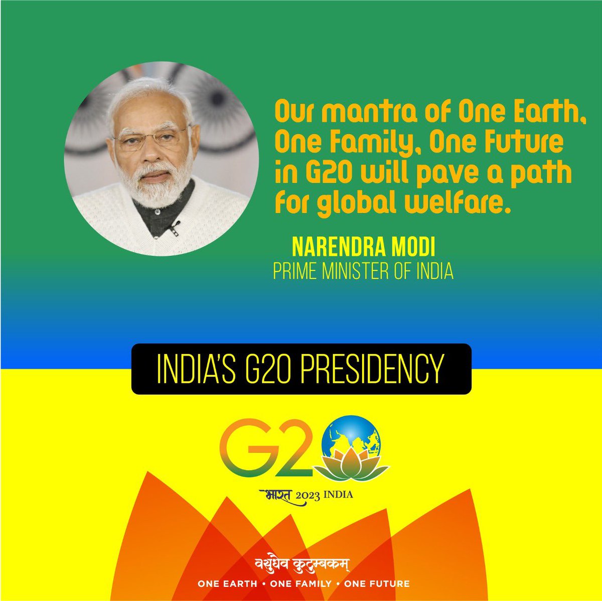 The #G20 members represent around 85% of global GDP, over 75% ofglobal trade, and about two-thirds of the world's population. Under theguidance of <a href="/PMOIndia/">PMO India</a> <a href="/narendramodi/">Narendra Modi</a>, India's G20 Presidency will lead the way for global welfare.