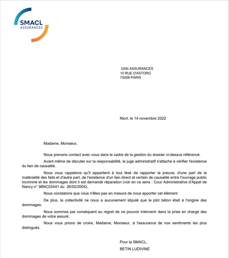 AlexisPalin's tweet photo. @BayeuxOfficiel @RenaissBayeux @OuestFrance14 @tendanceouest Après 6 mois d'attente, voici la réponse de l'#SMACL #assureur de la ville de #bayeux et de @bayeuxintercom qui malgré ses engagements ne tient pas promesse. Cela fait déjà 11 mois que les services de la #mairie font traîner les choses. https://t.co/Gpe8m2EIVQ