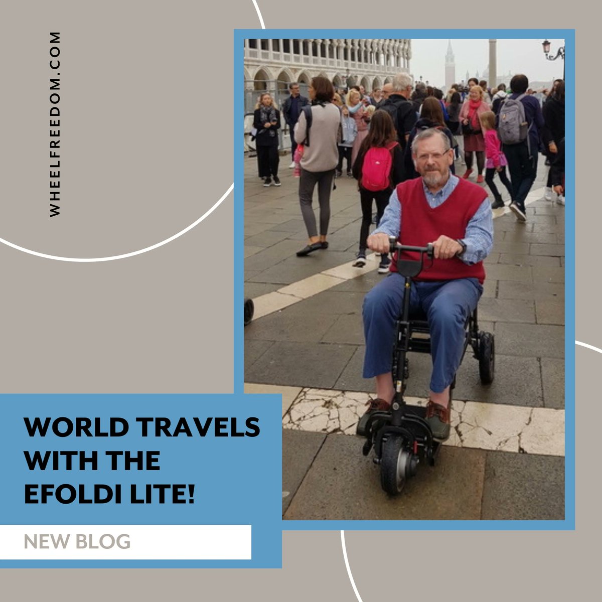 Wheelfreedom's tweet photo. James came to us looking for a mobility #scooter to take on his travels around the world. The #eFoldi Lite was the perfect solution and he has since taken it on a ride round Greece, Italy, Slovenia and other beautiful landmarks. Read his experience here: 

https://t.co/ItrOAzrWl9 https://t.co/fcSoNDWi5I