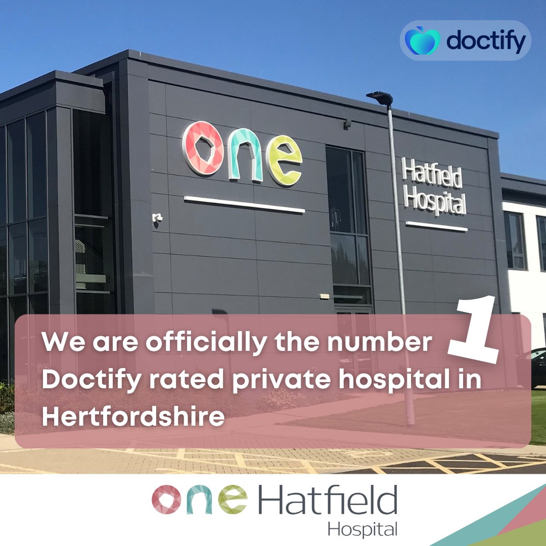 OneHatfield's tweet image. We are officially the number 1 Doctify rated private hospital in Hertfordshire! 💙

#doctify #onehatfieldhospital #onehealthcare #hertfordshire #numberone