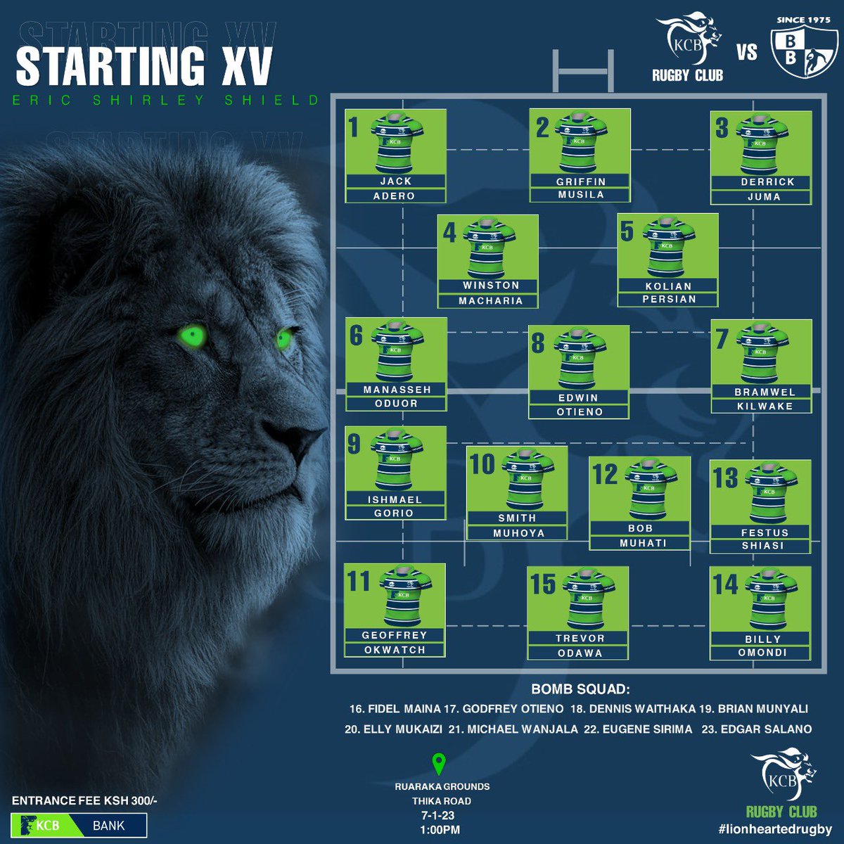 First game of the year. This is how the Cubs line up against Blakblad II.
#believe #commitment #lionheartedrugby