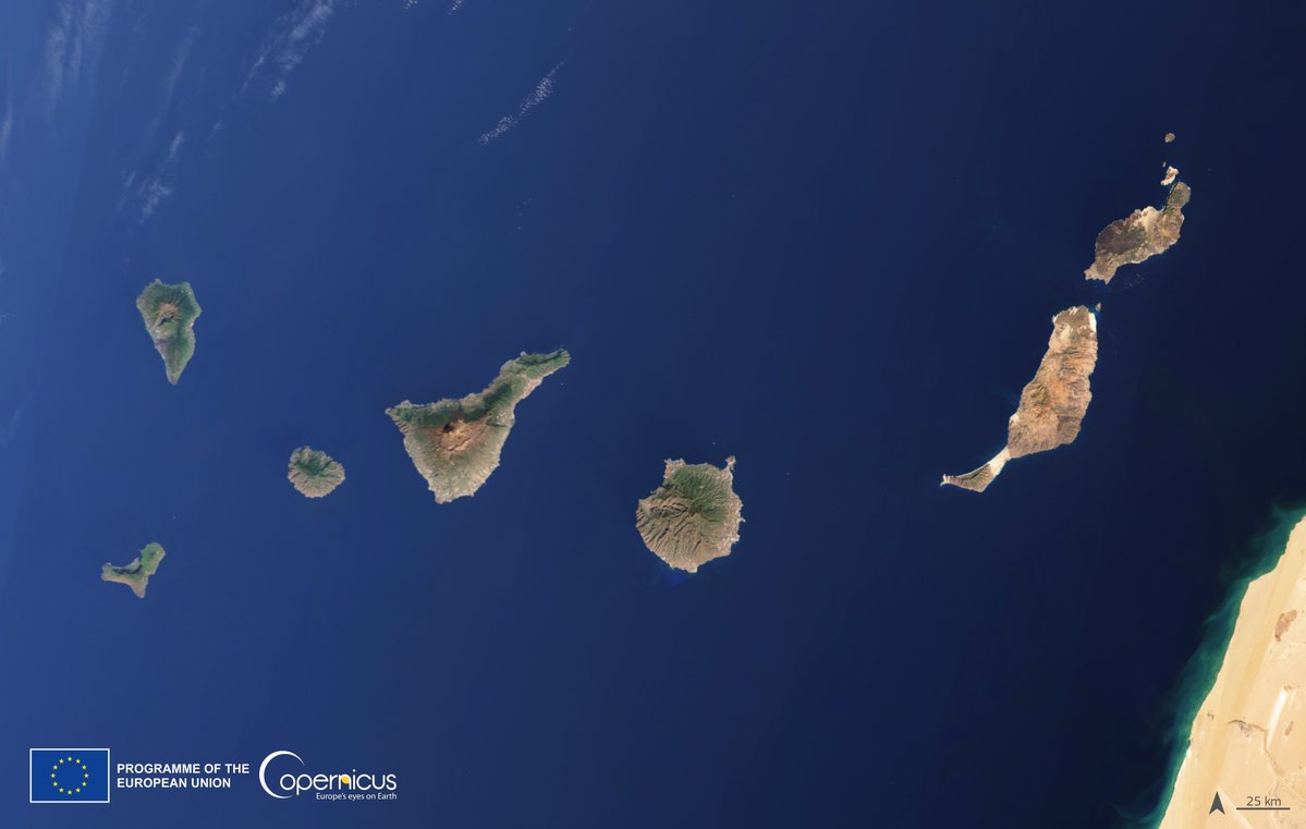 Feliz día de los #ReyesMagos a nuestros seguidores canarios 🇮🇨

Nuestro regalo 🎁 para vosotros: una impresionante vista de las #IslasCanarias adquirida por #Sentinel3 🇪🇺🛰️ el 24 de Diciembre de 2022