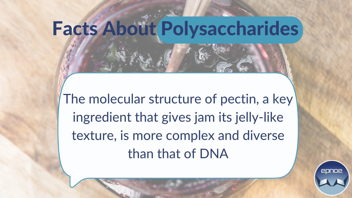 EpnoeA's tweet image. 💥New year, new #FactsAboutPolysaccharides!

💡#Pectin is most commonly known for being a key ingredient that gives jam its jelly-like texture. Did you know that the molecular structure of this #polysaccharide is more complex and diverse than that of DNA?