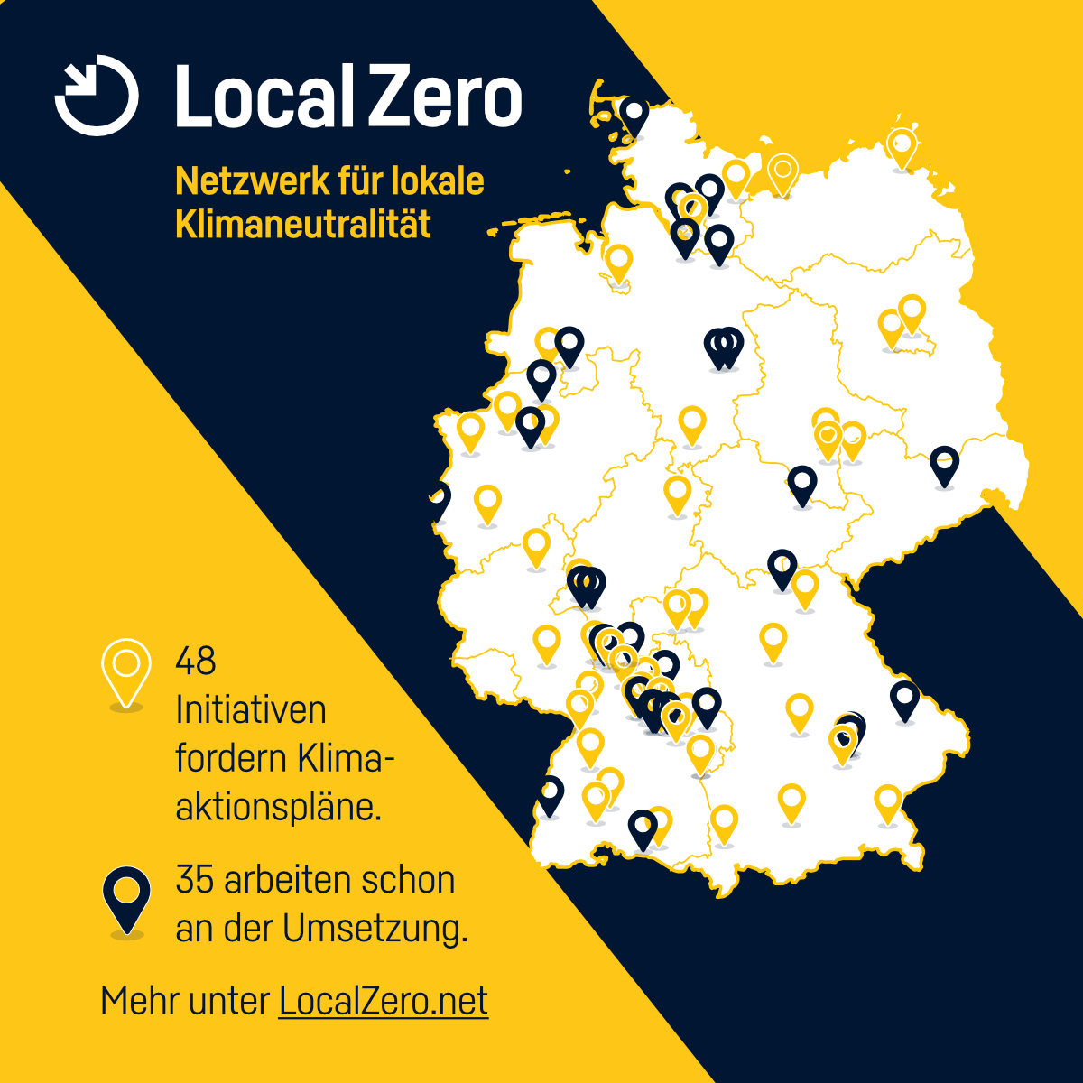 In 83 Teams engagieren sich Menschen in ihrer Freizeit dafür, dass ihre Städte und Gemeinden klimaneutral werden. 

localzero.net