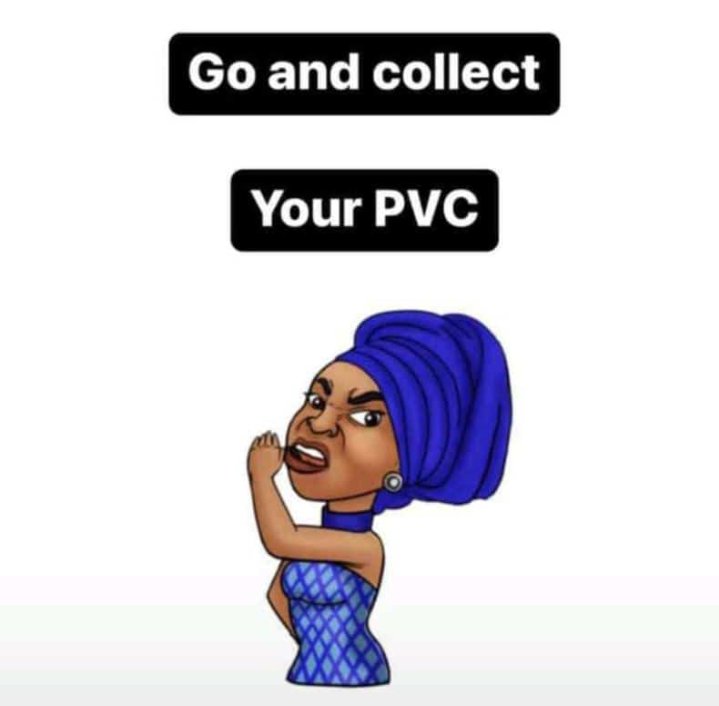 DrKelspeaks's tweet photo. Inec will not count prayers, comments or complaints. It is your vote they will count.
GO AND COLLECT YOUR PVC NOW before I go tear u slap...
#GoGetYourPVCNow https://t.co/g5XXdfsEJw