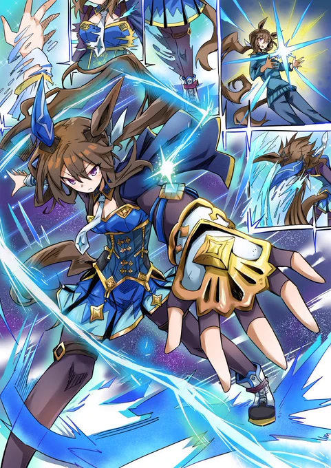 久しぶりに変身風勝負服シリーズ、新しいのを描こうと思います。何それって方のために過去に描いたものを再掲します。また見てもらえると幸いです。#ウマ娘 