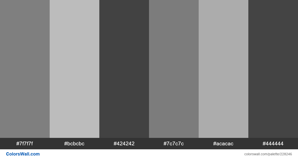 colorswall's tweet photo. Letter branding logo identity colors #7f7f7f, #bcbcbc, #424242, #7c7c7c, #acacac, #444444 #colors #palette https://t.co/zZ8kgyzeHN https://t.co/wYi6DjZvAw
