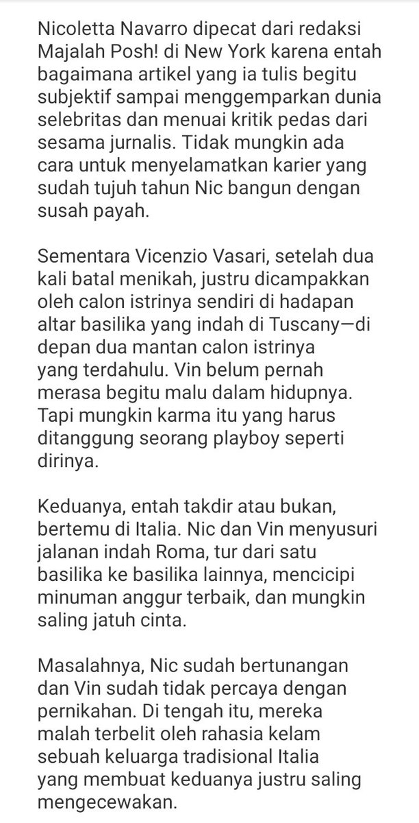 fauziatusalama's tweet photo. Currently reading 📚
📔 : La Dolce Vita
🖋 : Nina Ruriya
🏢 : @bukugpu
📖 : 280 halaman
🔍 : Romansa
-----++ Sebuah utas ++-----
@liliniim @grobmart @myday6reads #ReadingChallengewithLILI #GrobMartxLILI #GrobMart #GrobPrime #TheDay6 #Everymyday6readsBingo_January #FSReads2023 https://t.co/CMy3pBGAE1