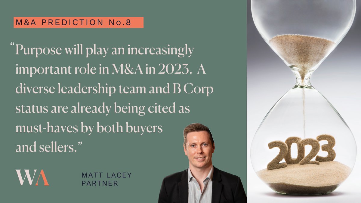 WP_Partners's tweet photo. Today’s prediction is a particularly interesting one and we’ll revisit it in the months ahead. When it comes to the M&A conversation, profit growth is not the only game in town. Social responsibility is increasingly a focus for both parties.
#WaypointPartners #2023predictions https://t.co/c2Cs9SE19I