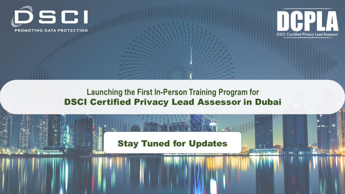 DSCI_Connect's tweet photo. Hello #Dubai! DSCI is pleased to bring the #PrivacyFrameworks to your doorstep through its three-day classroom training program based on global best practices.
➡️ Register your interest now- https://t.co/eh2qllr6KJ
📨 Write to us at- dcpla@dsci.in
Stay tuned for more details! https://t.co/1JE8VaNcTR